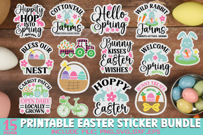 Easter Stickers SVG Design Bundle