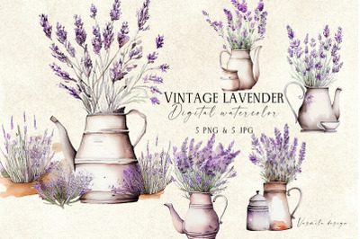 Lavender watercolor clipart