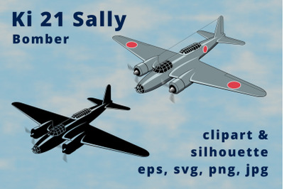 Ki-21 Sally Japanese Bomber Plane Clipart