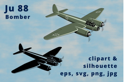 Ju-88 German Bomber Plane Clipart