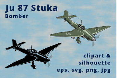 Ju-87 Stuka German Light Bomber Plane Clipart