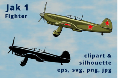Jak-1 Soviet Fighter Plane Clipart