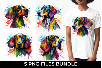 Rainbow Dachshund Dog Watercolor Bundle