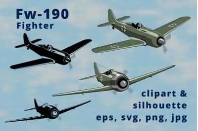 Fw-190 German Fighter Plane Clipart