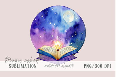 Watercolor witch magic book Halloween sublimation- 1 png
