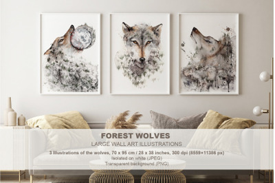 Forest Wolf. Watercolor Hi-Res Wall Art