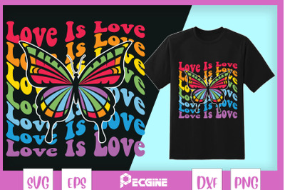 Love is Love Butterfly LGBT Rainbow