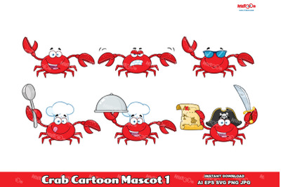 Crab Cartoon Mascot Character 1