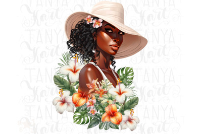 African American Summer Girl Png | Sublimation Design