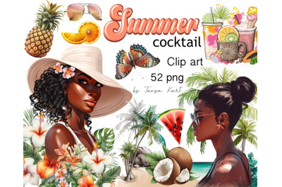 Summer Vacation Clipart | African American | Beach Girl