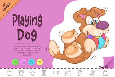 Playing Cartoon Dog. Clipart.