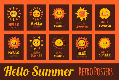 Hello Summer Retro Posters &amp; Cards