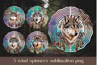 Wolf wind spinner sublimation Wild animal design png