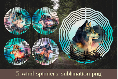 Wolf wind spinner sublimation Wild animal design png