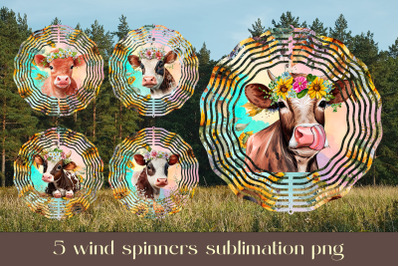 Summer wind spinner sublimation Cow design bundle