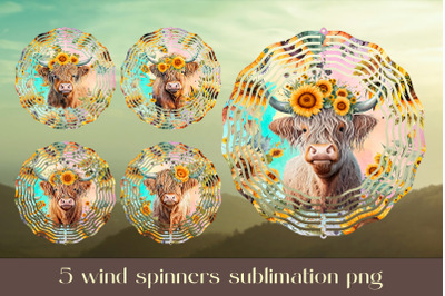 Summer wind spinner sublimation Cow design bundle