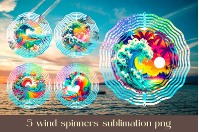 Summer wind spinner sublimation Tropical beach design bundle