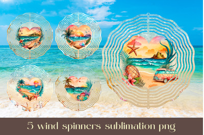 Summer wind spinner sublimation Tropical beach design bundle