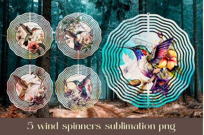 Hummingbird wind spinner sublimation Floral animal design