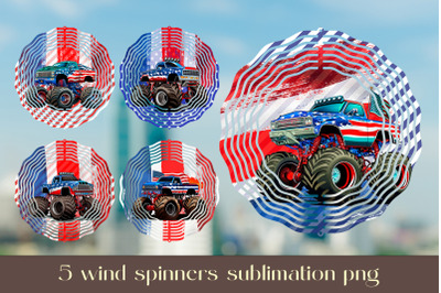 USA wind spinner sublimation Floral animal design bundle