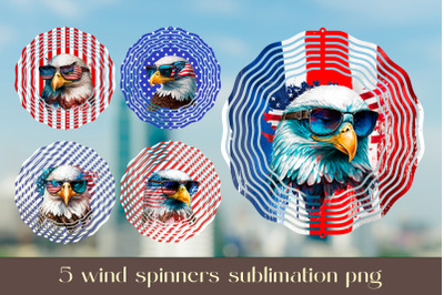 USA wind spinner sublimation Floral animal design bundle