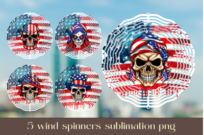 USA wind spinner sublimation Floral animal design bundle