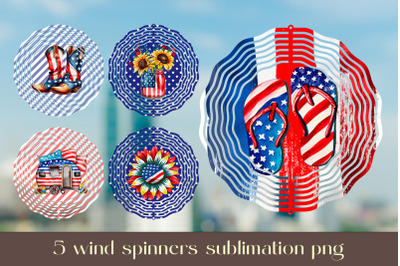 USA wind spinner sublimation Patriotic design bundle