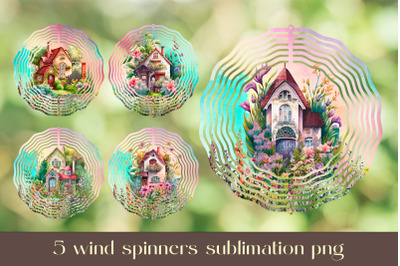 Floral garden wind spinner sublimation House wind spinner design