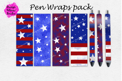 4th of July Pen Wrap pack,USA flag Pen Wrap,Patriotic Pen Wrap, Epoxy