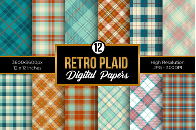 Retro Plaid Pattern Digital Papers