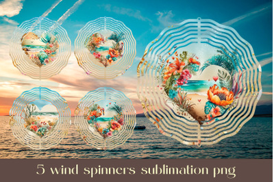 Summer wind spinner sublimation Tropical beach design bundle