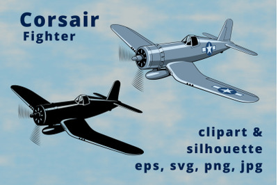 Corsair USA Fighter Plane Clipart