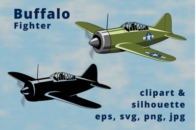 Buffalo USA Fighter Plane Clipart