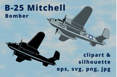 B-25 Mitchell USA Bomber Clipart