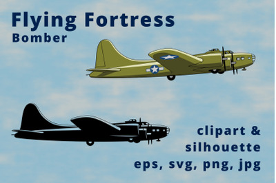 B-17 Flying Fortress USA Heavy Bomber Clipart