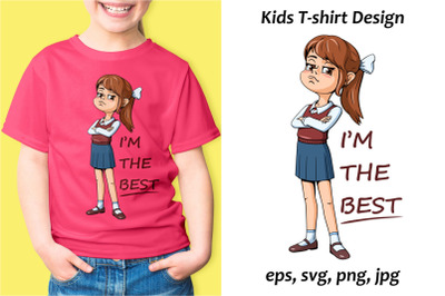 The Best Schoolgirl Sublimation. Kids T-Shirt Design