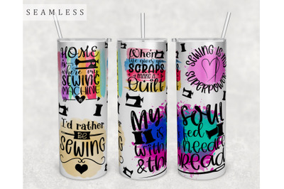 Sewing Quotes Tumbler Wrap, 20 Oz Skinny Tumbler Sublimation Design