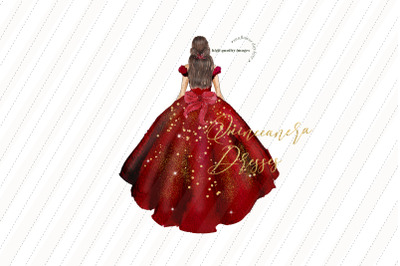 Elegant Burgundy Dresses Clipart, Burgundy Princess