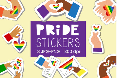 Pride rainbow stickers in jpg, png