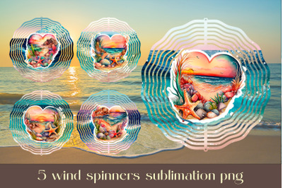 Summer wind spinner sublimation Tropical beach design bundle