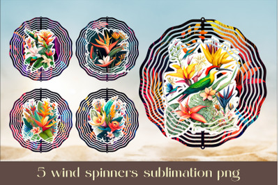 Summer wind spinner sublimation Tropical beach design bundle