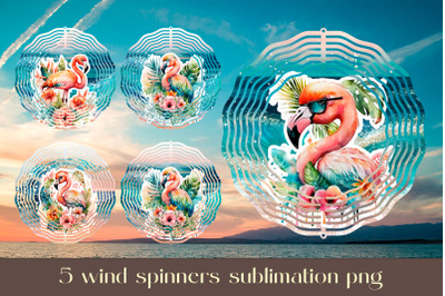 Flamingo wind spinner sublimation Floral animal design png