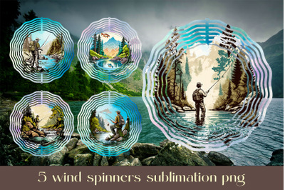 Fishing wind spinner sublimation Father animal design png