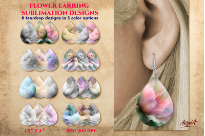 Sublimation flower earring bundle. Earring template