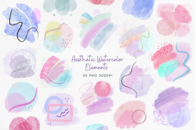 Aesthetic Watercolor Elements PNG