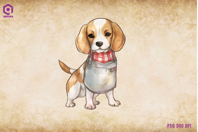 Beagle Dog Wearing Apron