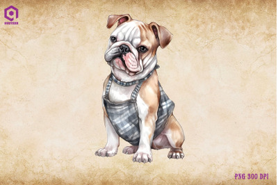 Bulldog Dog Wearing Apron