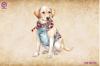 Labrador Retriever Dog Wearing Apron