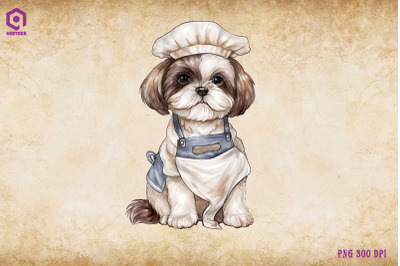 Shih Tzu Dog Wearing Apron