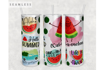 Watermelon Quotes Tumbler Wrap, 20 Oz Skinny Tumbler Sublimation Desig